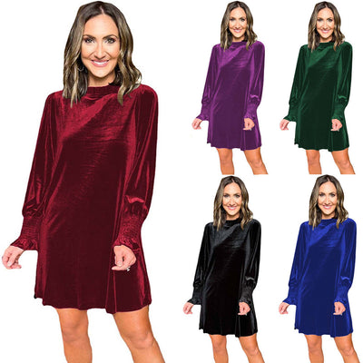 Solid Color Casual Simple Loose Dress For Women
