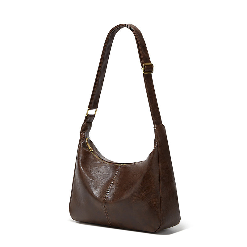 Women's Solid Color Retro Large Capacity Shoulder Tote Bag