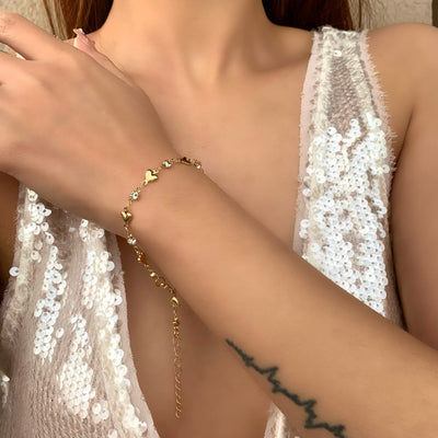 Women's Long Love Heart Necklace Bracelet