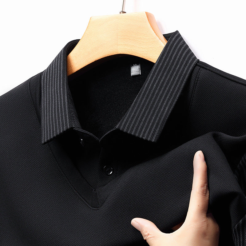Business Casual Men's Clothing Fake Two-piece Striped Sleeve T-shirt