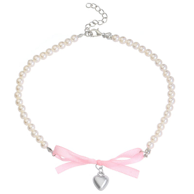 Love Heart Bow Tie Clavicle Chain Necklace
