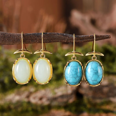 Vintage Gemstone Pendant Earrings For Women