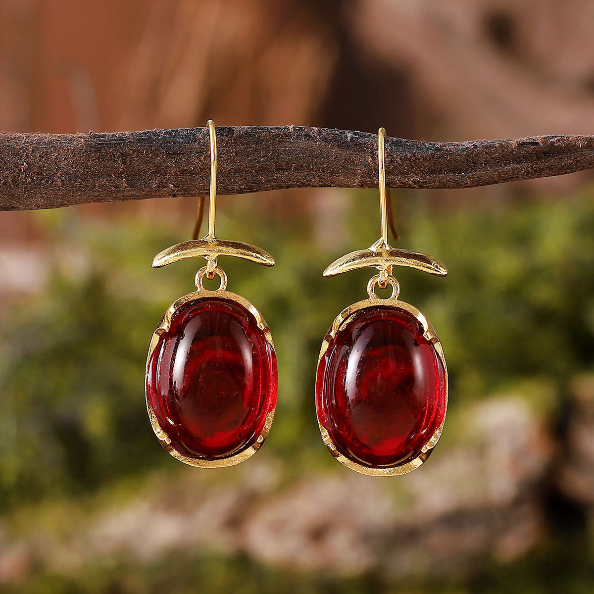 Vintage Gemstone Pendant Earrings For Women