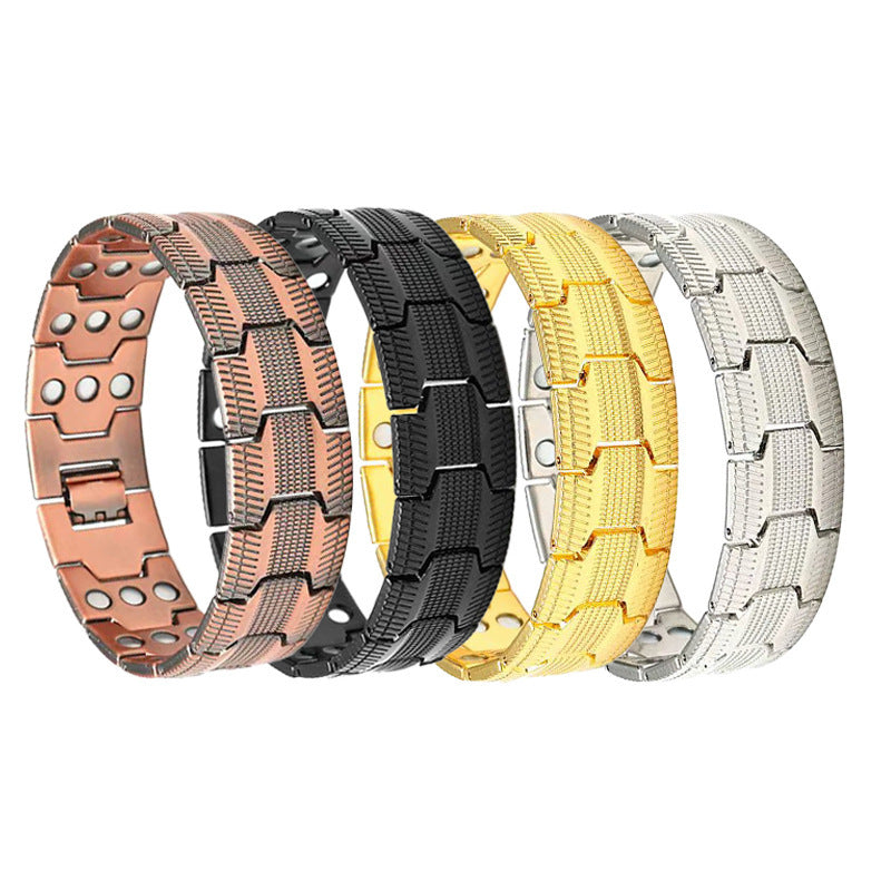 Carved Retro Three Rows Full Magnet Bracelet