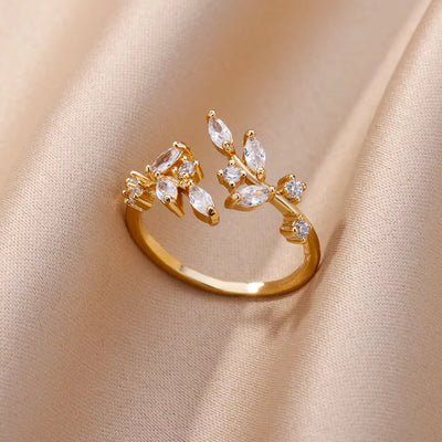 Open Ring Color Crystal Zircon Women