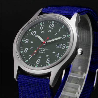 Watches Fabric Band Military Calendar Army Clock